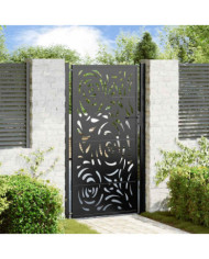 Portail de jardin noir 105x180 cm acier conception de flamme | Mobilier & Déco