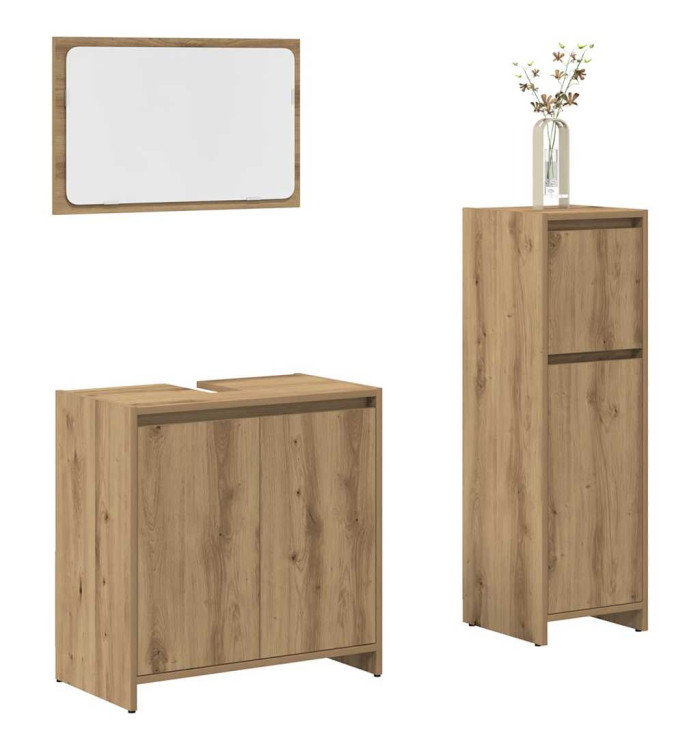 Ensemble de meubles salle de bain 3 pcs bois d'ingénierie | Mobilier & Déco