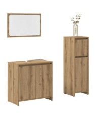 Ensemble de meubles salle de bain 3 pcs bois d'ingénierie | Mobilier & Déco