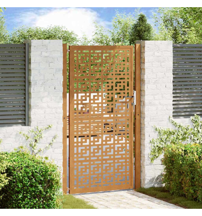 Porte de jardin acier résistant aux intempéries design croisé | Mobilier & Déco