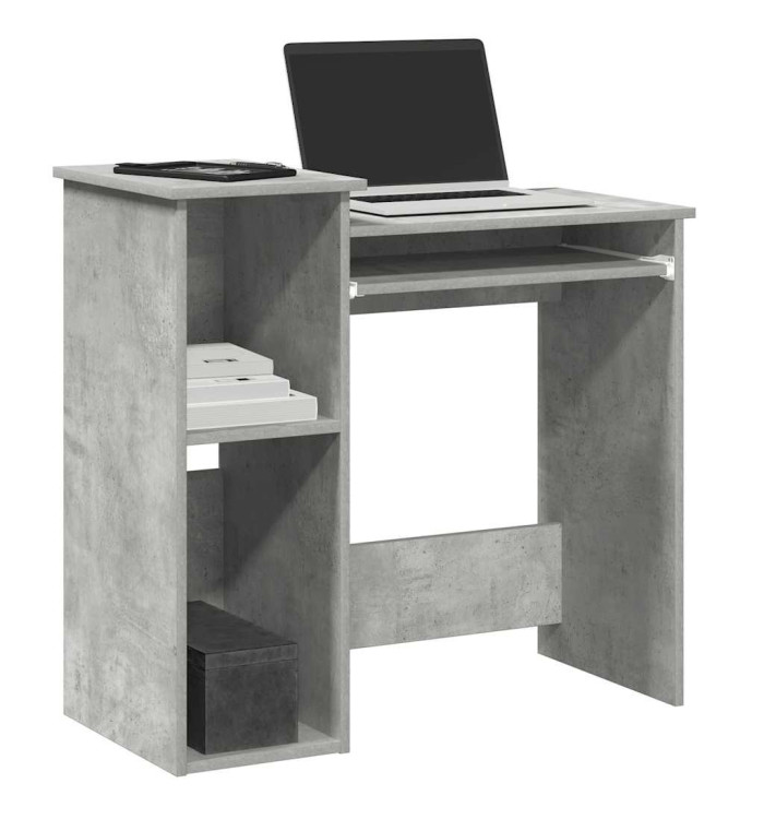 Bureau avec étagères gris béton 84x40x78 cm bois d'ingénierie | Mobilier & Déco