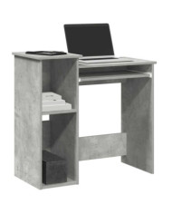 Bureau avec étagères gris béton 84x40x78 cm bois d'ingénierie | Mobilier & Déco