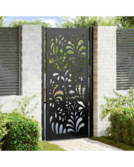 Portail de jardin noir 105x205 cm acier conception de vagues | Mobilier & Déco