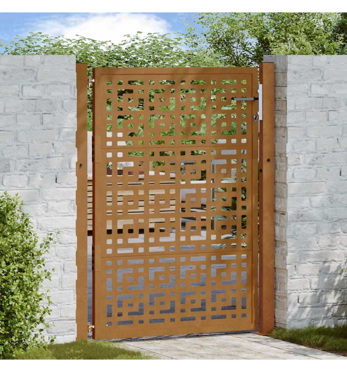 Porte de jardin acier résistant aux intempéries design croisé | Mobilier & Déco