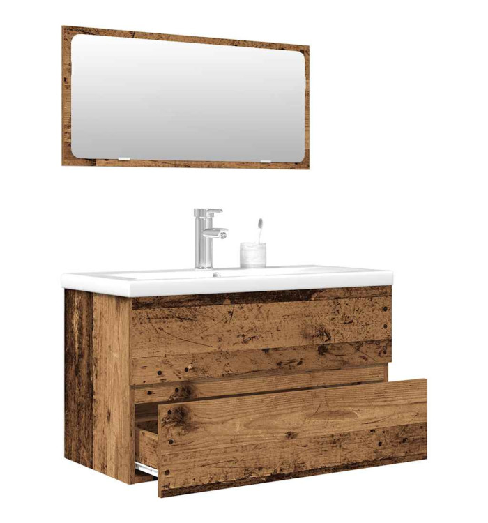 Ensemble de meubles salle de bain 3 pcs bois d'ingénierie | Mobilier & Déco