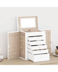  Boîte à bijoux 6 niveaux avec miroir verrouillable blanc | Mobilier & Déco