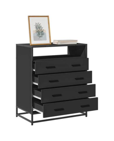 Commode noir 70x41x83,5 cm bois d'ingénierie | Mobilier & Déco