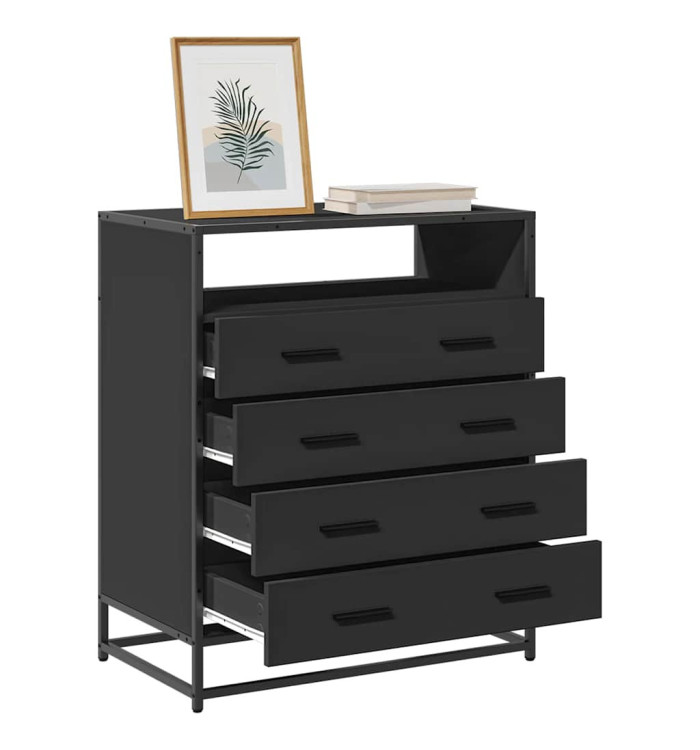 Commode noir 70x41x83,5 cm bois d'ingénierie | Mobilier & Déco
