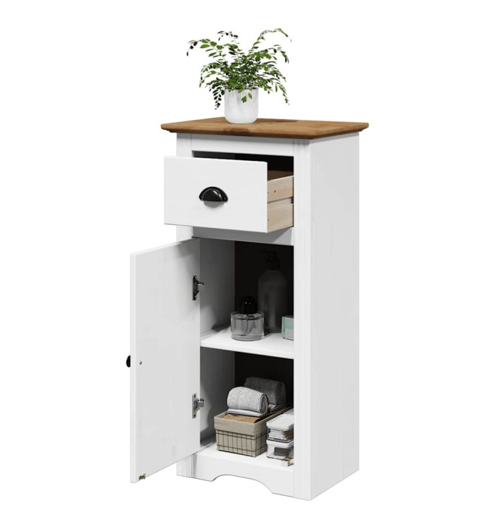 Armoire de salle de bain BODO blanc et marron 44x30x90 cm | Mobilier & Déco