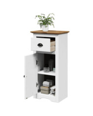 Armoire de salle de bain BODO blanc et marron 44x30x90 cm | Mobilier & Déco