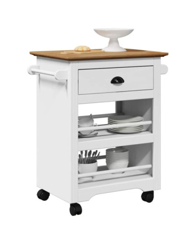  Chariot de cuisine BODO blanc et marron 67,5x45x80 cm | Mobilier & Déco