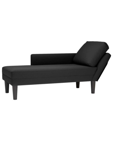 Fauteuil long avec coussin et accoudoir droit noir velours | Mobilier & Déco
