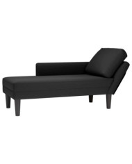 Fauteuil long avec coussin et accoudoir droit noir velours | Mobilier & Déco