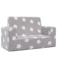 Canapé pour enfants à 2 places Gris clair étoiles Peluche douce | Mobilier & Déco