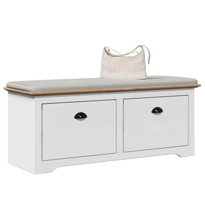  Banc de couloir BODO blanc et marron 114x40x45 cm | Mobilier & Déco