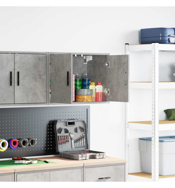 Armoire murale de garage gris béton bois d'ingénierie | Mobilier & Déco