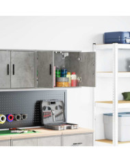 Armoire murale de garage gris béton bois d'ingénierie | Mobilier & Déco