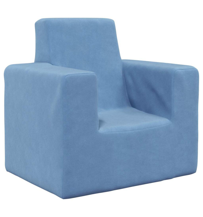 Canapé pour enfants Bleu Peluche douce | Mobilier & Déco