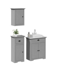 Meubles de salle de bain 3 pcs BODO gris bois de pin massif | Mobilier & Déco