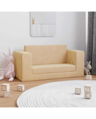 Canapé-lit pour enfants 2 places crème peluche douce | Mobilier & Déco