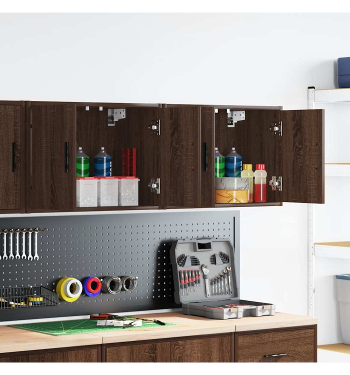 Armoires murales de garage 2 pcs chêne marron bois d'ingénierie | Mobilier & Déco