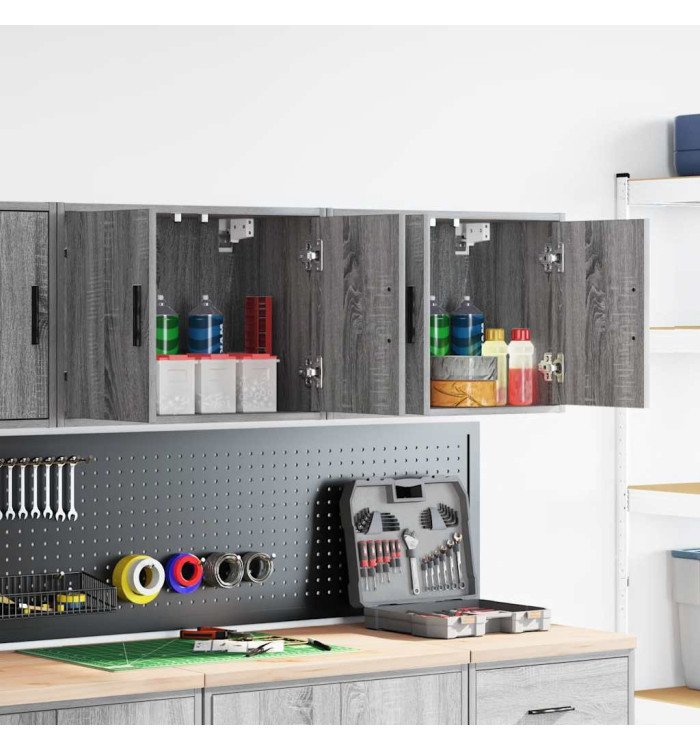 Armoires murales de garage 2 pcs sonoma gris bois d'ingénierie | Mobilier & Déco