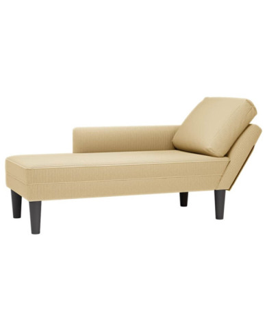 Chaise longue avec coussin tissu en velours côtelé | Mobilier & Déco