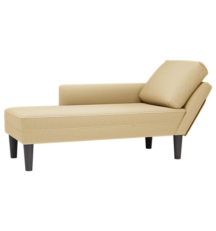 Chaise longue avec coussin tissu en velours côtelé | Mobilier & Déco