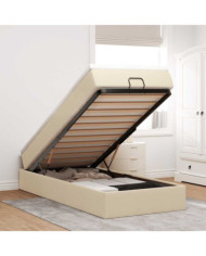 Cadre de lit ottoman avec matelas crème 90x190 cm tissu | Mobilier & Déco