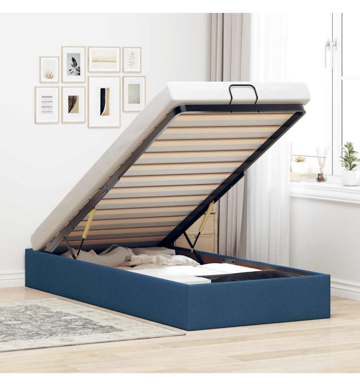 Cadre de lit ottoman sans matelas bleu 80x200 cm tissu | Mobilier & Déco