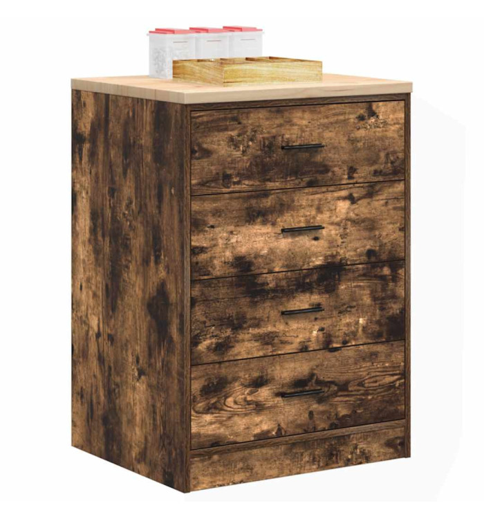 Armoire de rangement de garage chêne fumé 60x51x85 cm bois pin | Mobilier & Déco