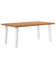 Table à manger marron clair bois de chêne massif rectangulaire | Mobilier & Déco