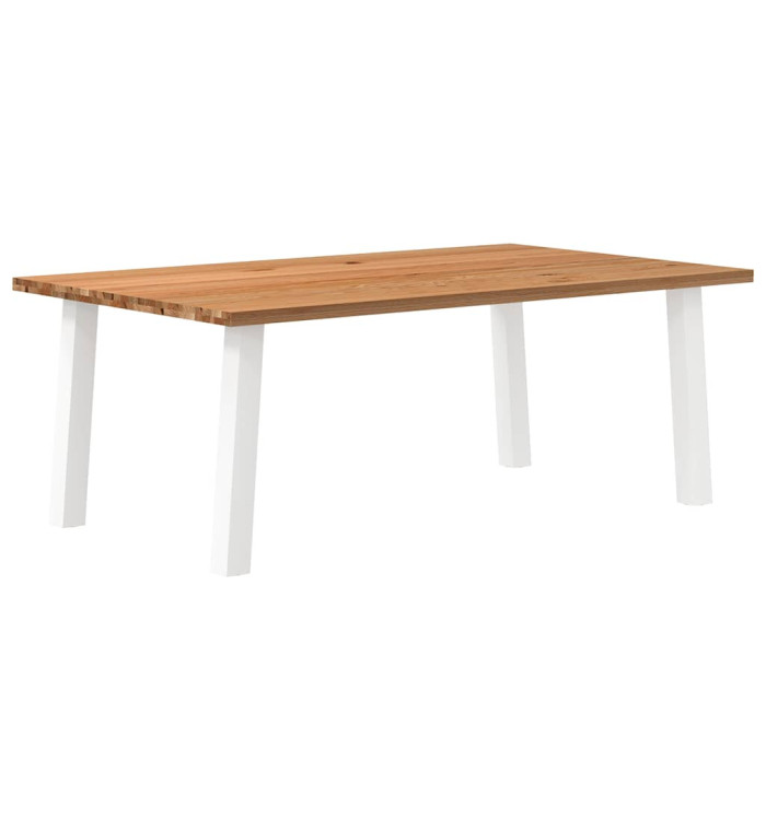 Table à manger marron clair bois de chêne massif rectangulaire | Mobilier & Déco