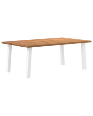 Table à manger marron clair bois de chêne massif rectangulaire | Mobilier & Déco