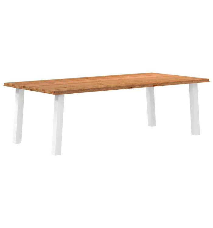 Table à manger marron clair bois de chêne massif rectangulaire | Mobilier & Déco