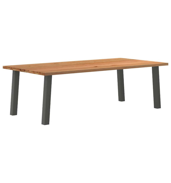 Table à manger marron clair bois de chêne massif rectangulaire | Mobilier & Déco