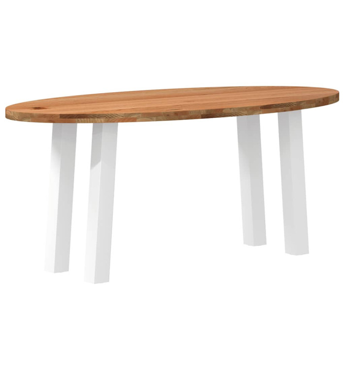 Table à manger marron clair bois de chêne massif ovale | Mobilier & Déco