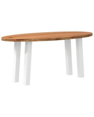Table à manger marron clair bois de chêne massif ovale | Mobilier & Déco