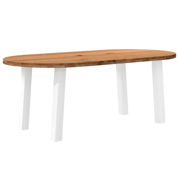 Table à manger marron clair bois de chêne massif ovale | Mobilier & Déco