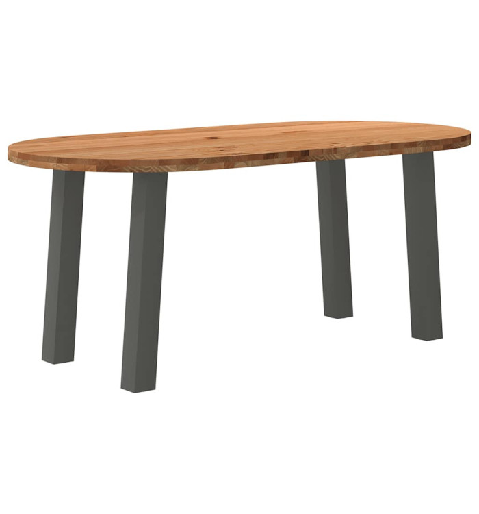 Table à manger marron clair bois de chêne massif ovale | Mobilier & Déco