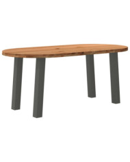 Table à manger marron clair bois de chêne massif ovale | Mobilier & Déco