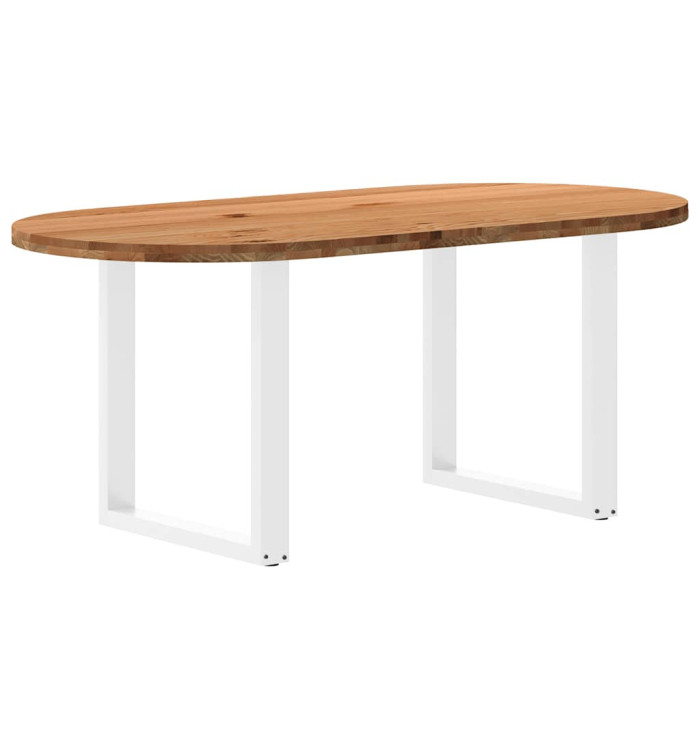Table à manger marron clair bois de chêne massif ovale | Mobilier & Déco