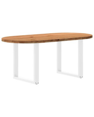 Table à manger marron clair bois de chêne massif ovale | Mobilier & Déco