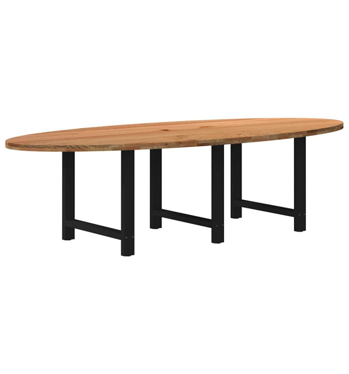 Table à manger marron clair bois de chêne massif ovale | Mobilier & Déco