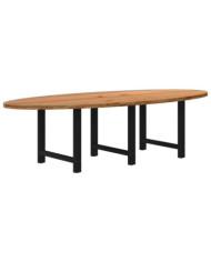 Table à manger marron clair bois de chêne massif ovale | Mobilier & Déco