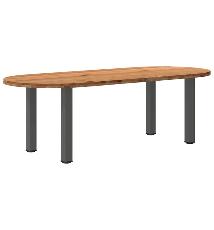 Table à manger marron clair bois de chêne massif ovale | Mobilier & Déco