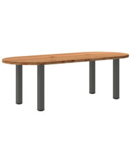 Table à manger marron clair bois de chêne massif ovale | Mobilier & Déco