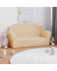 Canapé pour enfants 2 places crème peluche douce | Mobilier & Déco