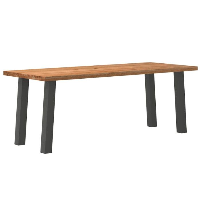 Table à manger marron clair bois de chêne massif rectangulaire | Mobilier & Déco
