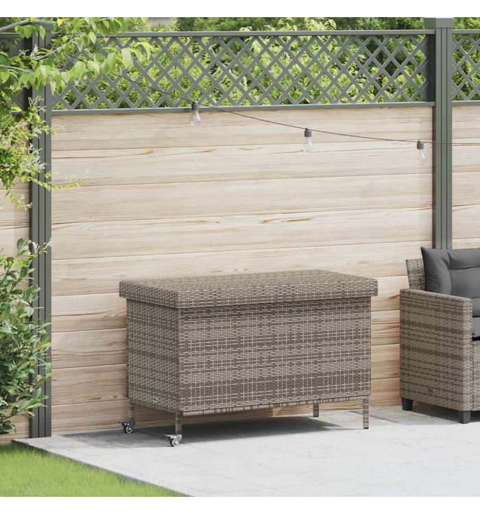 Boîte de rangement de jardin et roues gris résine tressée | Mobilier & Déco
